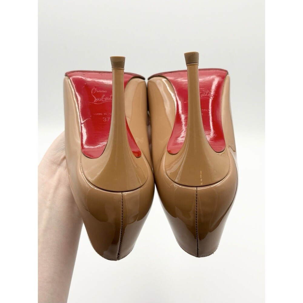 Christian Louboutin Pigalle 85 Nude Pointed Toe Patent Leather Stilettos EU 37 - Picture 9 of 11